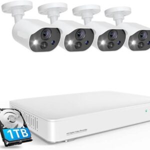 Gadpiparty C303 8CH 5MP Home Security Cameras System Kit with,H.265+ CCTV DVR with 1TB HDD,4pcs 1080P Surveillance Camera