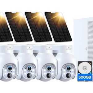 Gadpiparty CAMCAMP Security Cameras Outdoor Wireless, Solar-Powered, No Monthly Fee, Home Security Cameras System with 360° Pan & Tilt, 2K Color Night