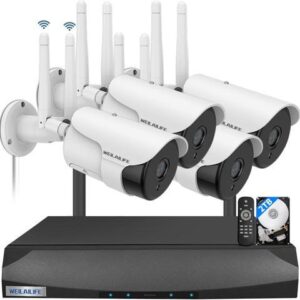 Gadpiparty Dual Antennas & 2-Way Audio 5MP Outdoor Wireless Security Camera System, WiFi Video Surveillance, Home Security Cameras NVR
