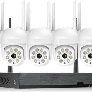 Gadpiparty DVR Surveillance Kits, 3MP Ptz Camera Kit Video Surveillance Wireless Camera System Outdoor Security Camera System(2T,3MP 8CH NVR4Cam)