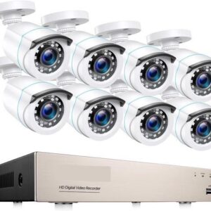 Gadpiparty DVR Surveillance Kits, 8CH CCTV System H.265+ 5MP HD-TVI DVR Kit 8 1080p 2MP Home Security Outdoor Night Vision Camera Video Surveillance