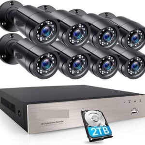 Gadpiparty DVR Surveillance Kits, 8CH CCTV System H.265+ 5MP HD-TVI DVR Kit 8 1080p 2MP Home Security Outdoor Night Vision Camera Video Surveillance