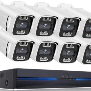 Gadpiparty DVR Surveillance Kits, Video Surveillance Camera POE 4K 8MP 5MP Color Night Vision Security Outdoor CCTV IP NVR H.265 P2P Set Speaker