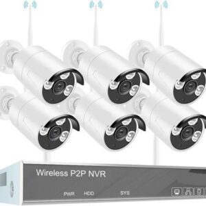 Gadpiparty DVR Surveillance Kits, Video Surveillance Cameras System with Wireless NVR Kit 2MP Smart Home Outdoor CCTV Security Camera Set(6 Cam with