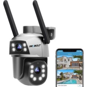 Gadpiparty GENBOLT WiFi Security Camera Outdoor with PoE, Dual Lens Home Surveillance IP Camera CCTV with Color Night, Auto Tracking Human Detection