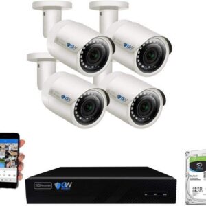 Gadpiparty GW Security 8 Channel 4K NVR 5MP 1920P IP Camera Surveillance Video Security System - 4 x 5.0 Megapixel (2592 x 1920) Outdoor Indoor Bullet