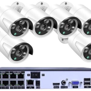 Gadpiparty H.265+ 8CH 4.0MP POE NVR Kit CCTV System 4MP IP Camera Face DetectionP2P IR Outdoor Video Security Surveillance (Size : 3T, Color : 8CH