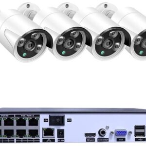 Gadpiparty H.265+ 8CH 4.0MP POE NVR Kit CCTV System 4MP IP Camera Face DetectionP2P IR Outdoor Video Security Surveillance(3T,8CH NVRX4pcs 4MPcam)