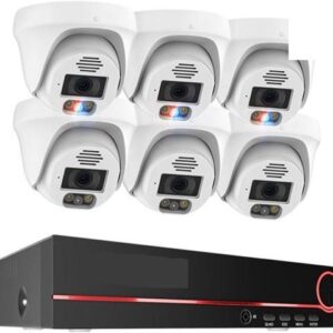 Gadpiparty H.265 8CH 4K 5MP POE Security Camera System 8MP Face Detect Dome Indoor Two Way Color Night Video Surveillance Kit (Size : 1T, Color : 8CH