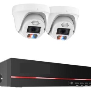 Gadpiparty H.265 8CH 4K 5MP POE Security Camera System 8MP Face Detect Dome Indoor Two Way Color Night Video Surveillance Kit (Size : 4T, Color : 8CH