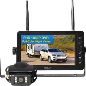 Gadpiparty Haloview BT7 RV Backup Camera Wireless FHD 1080P DVR Rearview Full-Color Night Vision Cam and 7" Monitor System Adapter for Furrion