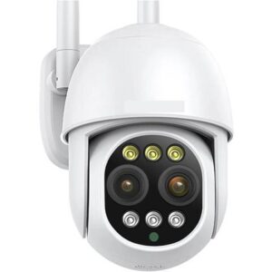 Gadpiparty HD 8MP WiFi Camera PTZ Dual Lens 8X Digital Zoom Outdoor 4K AI Humanoid Auto Tracking Zoom Audio Security Camera(A/U,8MP 12V 2A Power)