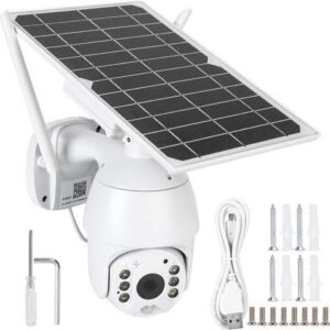 Gadpiparty Intelligent Solar Energy 4G Alert PTZ Camera IP66 Night Vision PIR Surveillance System for Outdoor Security PIR Detection Full Color