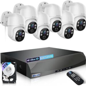 Gadpiparty PTZ Digital Zoom & 2-Way Audio - 4K 8MP PoE IP Security Camera System, Wired Outdoor & Indoor Security Cameras, NVR Video Surveillance