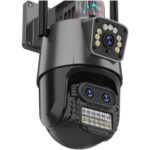 Gadpiparty PTZ IP Camera 5K 9MP WiFi Camera 4K HD Dual Lens Security Protection Security CCTV Video Surveillance Camera Police Light Alarm(U/S,4K Add
