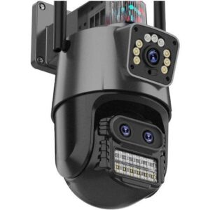Gadpiparty PTZ IP Camera 5K 9MP WiFi Camera 4K HD Dual Lens Security Protection Security CCTV Video Surveillance Camera Police Light Alarm(U/S,5K Add