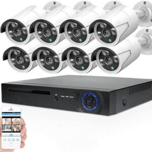 Gadpiparty Security Camera System, 5MP 8CH NVR, Mobile PC Remote Access, Outdoor IP66 Waterproof, Night Vision, PIR Motion Alert, Real-Time Monitoring