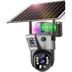 Gadpiparty Solar Outdoor Surveillance Camera 4G Sim 6K 12MP Three Lens 10 Digital Zoom Wireless CCTV PTZ IP66 Security Solar Panel Cameras(4K No Zoom