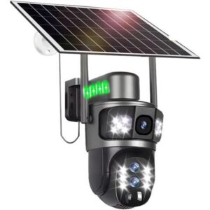 Gadpiparty Solar Outdoor Surveillance Camera WiFi Or 4G Sim 6K Wireless 10X Zoom Three Len 12MP Cameras Auto Tracking CCTV IP Security V380(WiFi 10X