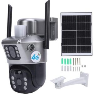 Gadpiparty Solar Security Cameras Wireless Outdoor, Dual 2MP Lens 360° PTZ Solar Camera for Home Security with Night Vision, PIR Human Detection,