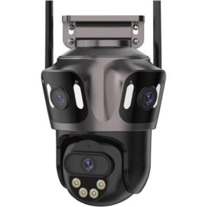 Gadpiparty Three Lens Outdoor WiFi IP Camera Three Screen PTZ Camera Ai Human Detection 15MP IP66 Waterproof CCTV Video Security Cam(U/S,15MP with