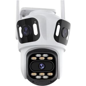 Gadpiparty Three Lens Three Screen IP Camera WiFi External Dual Lens Auto Track 15MP Security PTZ Camera 4K HD Video Surveillance(U/S,15MP Add 256G)