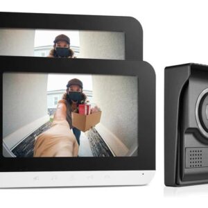 Gadpiparty Video Intercom System, 7 Inch doorbell with Camera and Monitor, Video doorbell with IR-Cut Rainproof Outdoor Camera Visual Two-Way Intercom