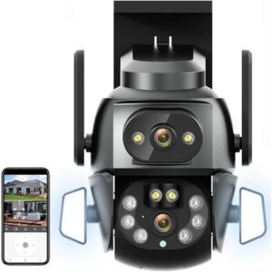 Gadpiparty Wire-Free Camera 4K 8MP Camera Dual Lens Dual Screen 2K 4MP Video Surveillance Camera Auto Tracking Outdoor Two Way Audio IP66 PTZ Camera