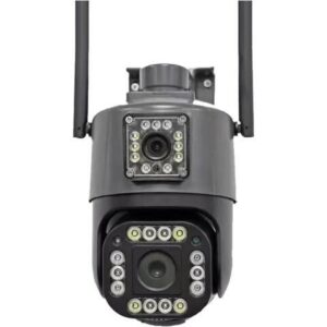 Gadpiparty Wire-Free Camera 4K 8MP PTZ Camera Dual Lens Dual Screen Auto Tracking Two Way Audio Color Night Vision Waterproof Surveillance Camera