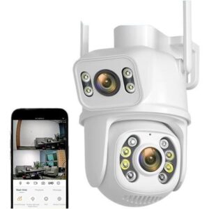 Gadpiparty Wire-Free Camera 4K 8MP PTZ Camera Outdoor Dual Lens 4MP 4X Digital Zoom AI Auto Tracking IP Camera CCTV Audio Video Surveillance
