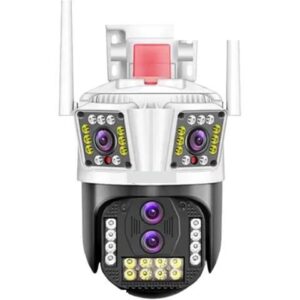 Gadpiparty Wire-Free Camera 8K 16MP Four Lens PTZ Camera Three Screen AI Human Tracking Outdoor 16MP Security CCTV Surveillance IP Camera