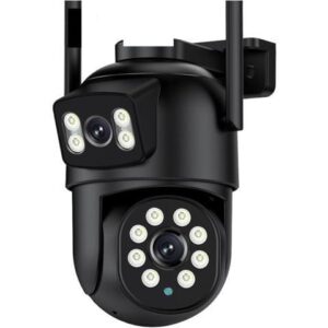 Gadpiparty Wire-Free Camera 8MP 4K Dual Lens PTZ IP Camera with Dual Screen 4MP HD 4X Digital Zoom Auto Tracking Wireless Outdoor Surveillance Camera