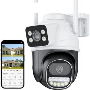 Gadpiparty Wire-Free Camera 8MP 4K IP Camera Outdoor 4X Zoom Dual Lens Dual Screens PTZ Camera Ai Auto Tracking CCTV Surveillance Video Camera