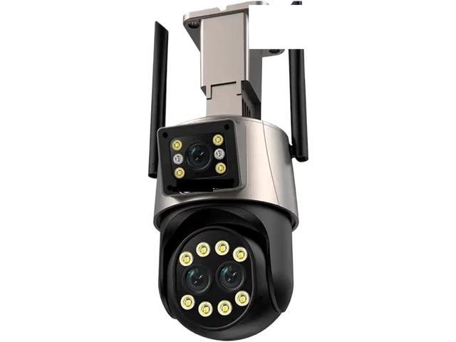 Gadpiparty Wire-Free Camera 9MP 5K IP Camera Outdoor Camera Three Lens 8X Zoom Ai Human Detect Auto Tracking Survalance Camera 360° Support