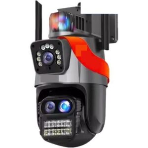 Gadpiparty Wire-Free Camera 9MP 5K PTZ Camera 8X Hybrid Zoom 8MP IP Camera Outdoor Three Lens Dual Screen Security Cam Auto Tracking Surveillance