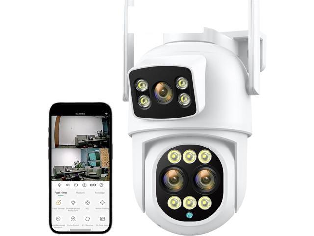 Gadpiparty Wire-Free Camera HD 9MP 4K PTZ IP Camera 6MP 8X Zoom Three Lens Home Security Protection Motion Detection Outdoor Street CCTV Surveillance