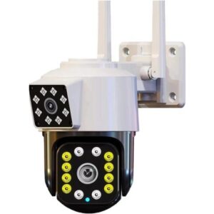Gadpiparty Wire-Free Camera HD IP Camera 5MP Dual Lens IP66 Outdoor Waterproof Auto Tracking Two Way Audio Color Night Vision PTZ Camera Pan/Tilt/Zoom