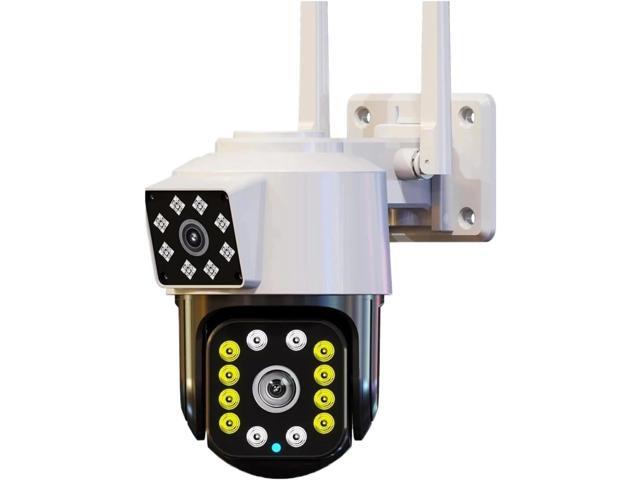 Gadpiparty Wire-Free Camera HD IP Camera 5MP Dual Lens IP66 Outdoor Waterproof Auto Tracking Two Way Audio Color Night Vision PTZ Camera Pan/Tilt/Zoom