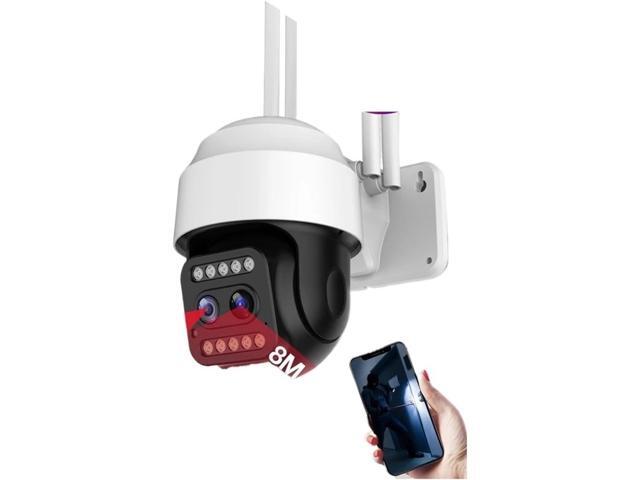 Gadpiparty Wire-Free Camera HD IP Camera 5MP Dual Lens Outdoor Camera Two Way Audio Camera 4X Zoom Human Detection Security Camera Pan/Tilt/Zoom
