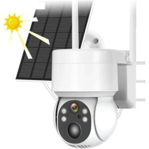 Gadpiparty Wire-Free Camera Solar Camera Human Detection Solar Panel Recharge Battery IP Camera Color Night Vision Outdoor CCTV Video Security Cameras