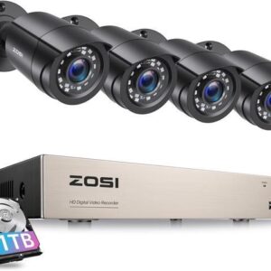Gadpiparty ZOSI 8CH Security Cameras System 5MP Lite CCTV DVR Recorder with 4pcs 1080p HD Weatherproof Surveillance Cameras with Night Vision,Remote