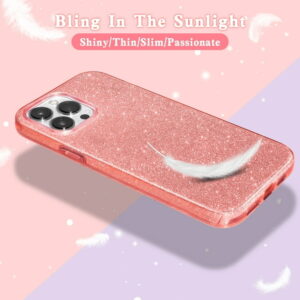 GALAPROX Bling Sparkle iPhone 15 Pro Case, Stylish Glitter Cute Protective Cover-Pink