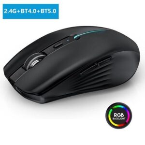 Gaming Mice, Bluetooth Wireless Mouse - (BT4.0/BT5.0+2.4G) Tri-Mode High Performance Wireless Mouse, Rechargeable, Quiet Click ,3 Adjustable DPI,