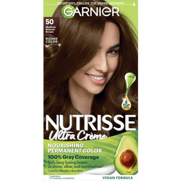 Garnier Nutrisse Nourishing Adult Hair Color Creme, 050 Medium Natural Brown Truffle