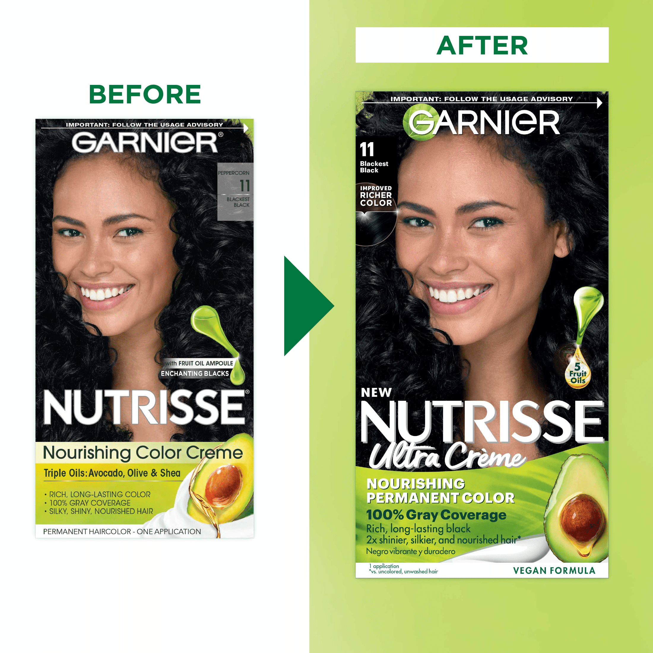 Garnier Nutrisse Nourishing Hair Color Creme, 11 Blackest Black