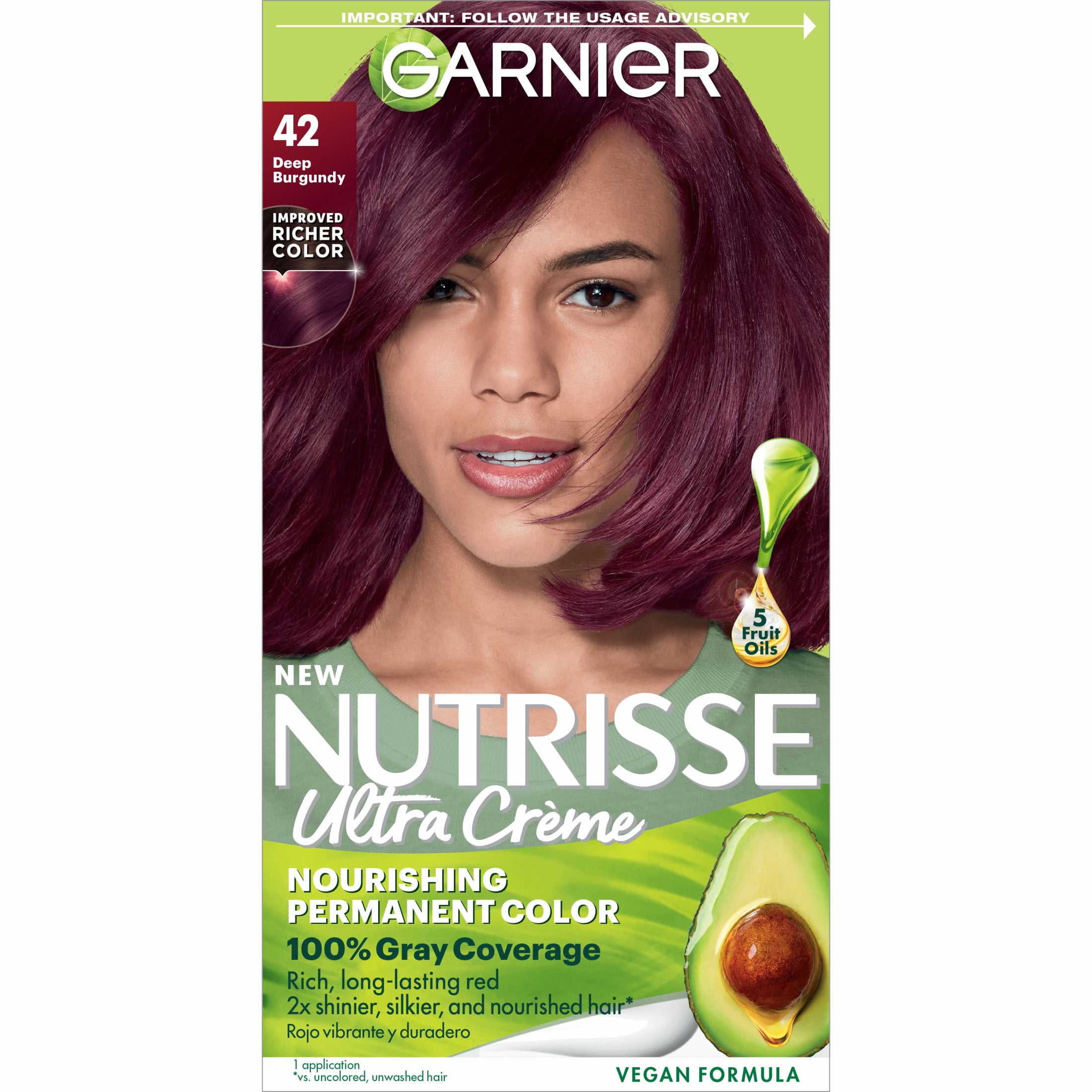 Garnier Nutrisse Nourishing Hair Color Creme, 42 Deep Burgundy Black Cherry