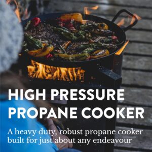 Gas One B-5350-RED 275,000 BTU Rugged Propane Burner Outdoor Cooker with 0-20 PSI Regulator with Pressure Gauge for Outdoor Cooking, Turkey Fry, Black