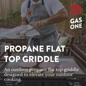 Gas One Flat Top Grill With 4 Burners - Premium Propane Outdoor Grill Cart - Stainless Steel Auto Ignition Camping Griddle - Easy Cleaning Cooking