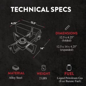 Gas One GS-8300 - Camp Stove Compact Butane Stove with Carrying Case - Foldable Portable Stove