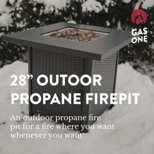 GasOne Propane Fire Pit – 28-inch Large Tabletop Fire Pit for Outdoor Use – 52,500 BTU Gas Fire Pit with Lava Rocks and Fire Pit Cover Lid – Stainless Steel Burner Head for...